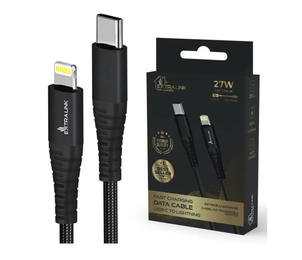 ExtraLink Smart Life Braided USB-C - Lightning  27W 2m Czarny - 1550946 - zdjęcie 2